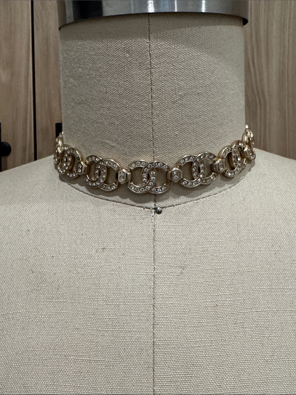 Gold Crystal Link Choker Necklace